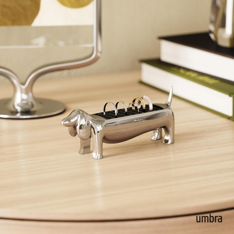 UMBRA Dachsie Ring Holder - Gift for Weiner Dog Dachshund Doxie Lover - Jewelry Storage, Chrome - Image 2